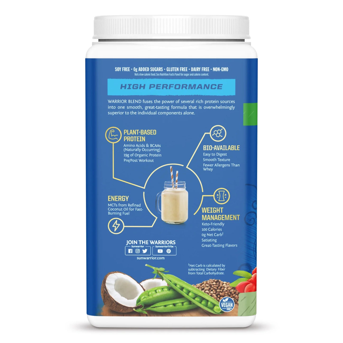 Sunwarrior Protein Warrior Blend Unflavored Powder Organic