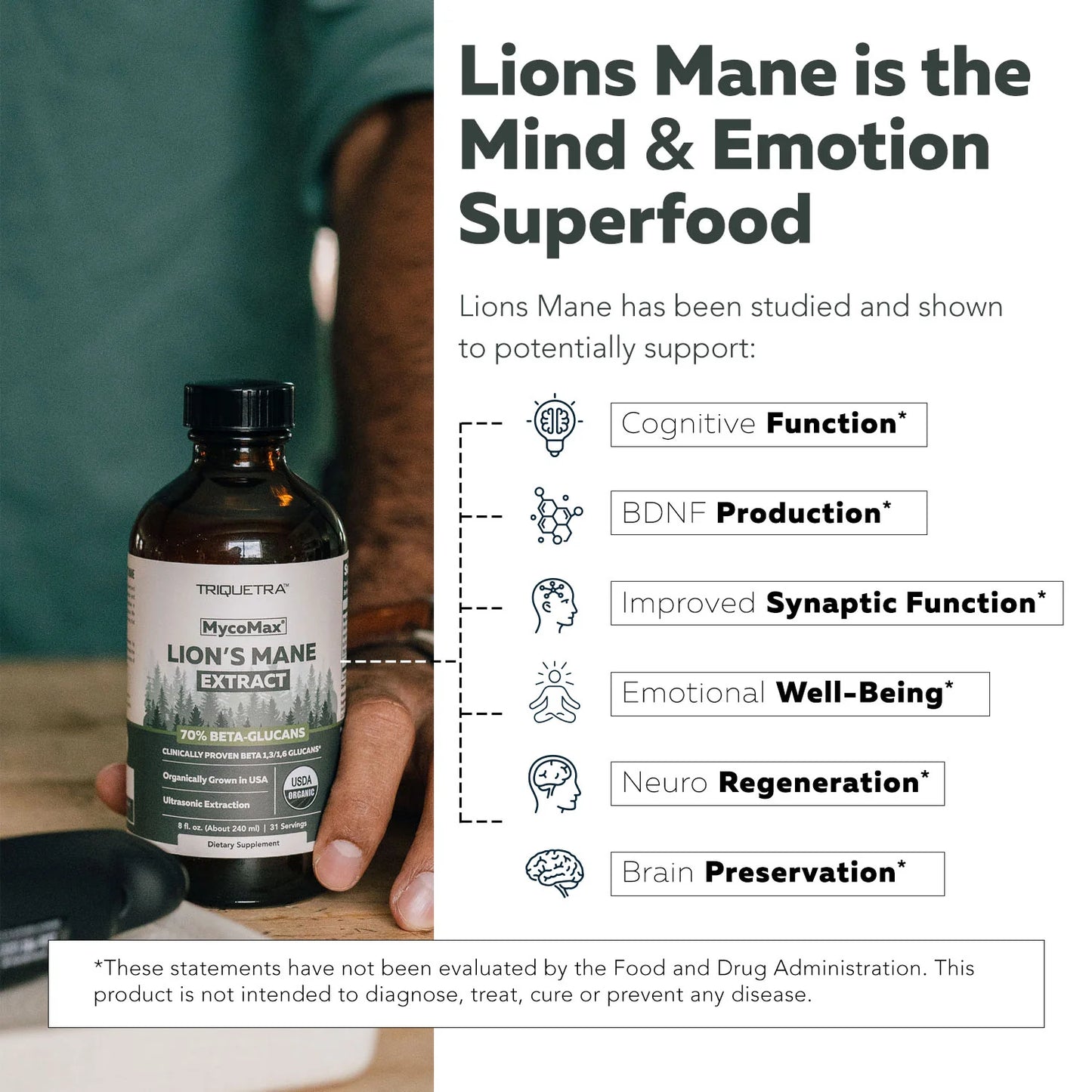 Triquetra MycoMax Lion's Mane Mushroom Extract Liquid Organic