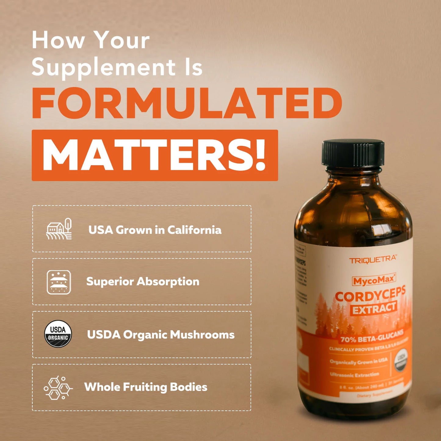 Triquetra MycoMax Cordyceps Mushroom Extract Liquid Organic