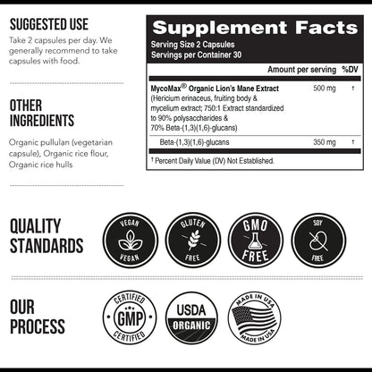 MycoMax Lion's Mane Mushroom Extract Organic