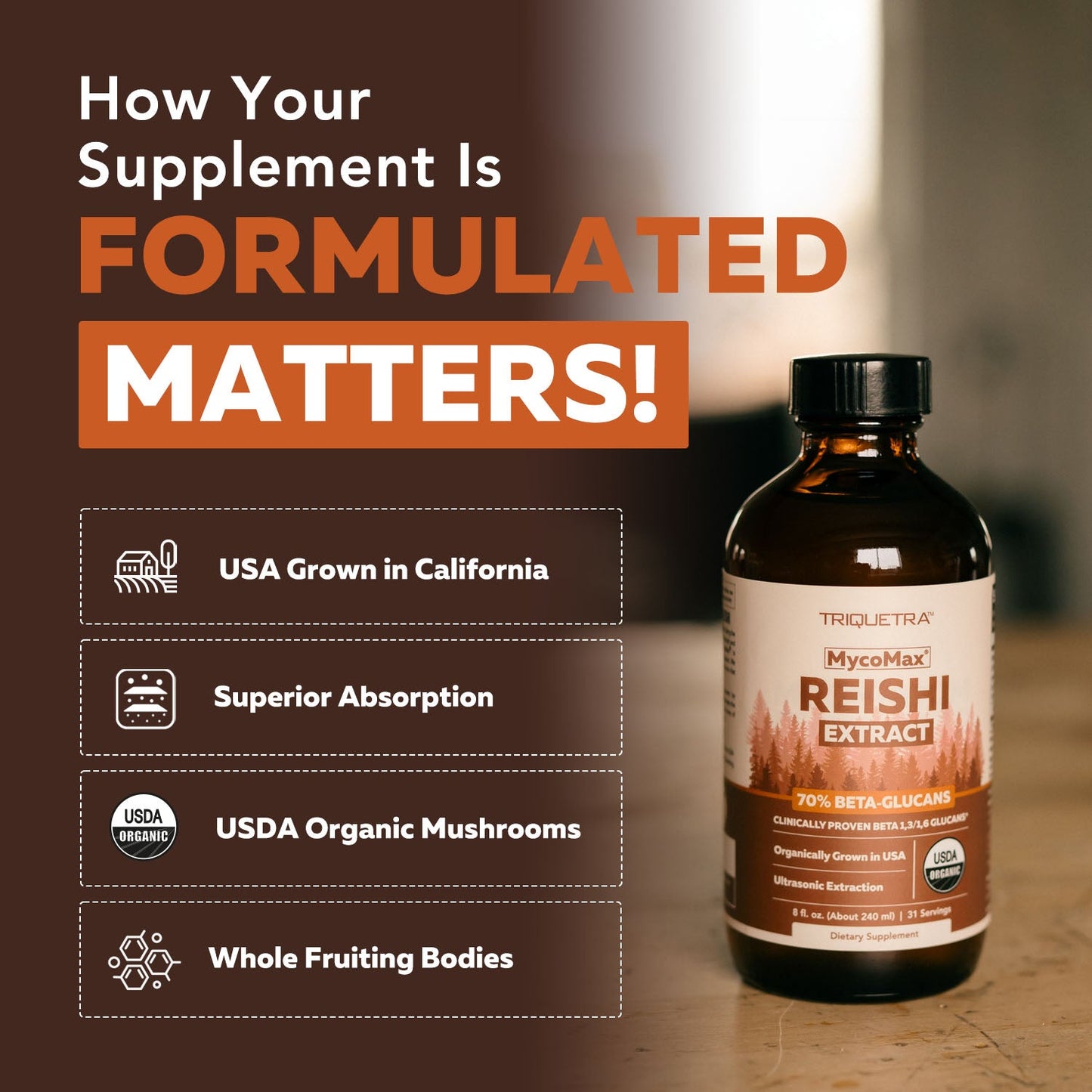 Triquetra MycoMax Reishi Mushroom Extract Complex Liquid Organic